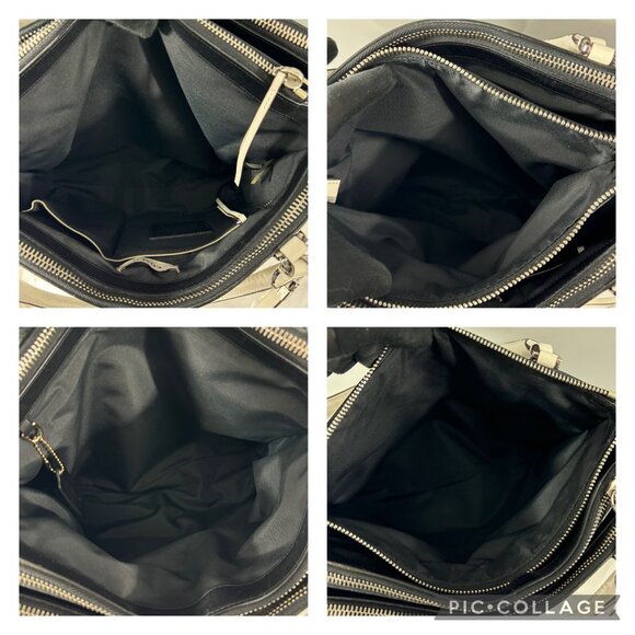 Authentic Coach # 30354 Broug BR Stripe Black/White Leather Sachel/Shoulder Bag - Picture 13 of 14